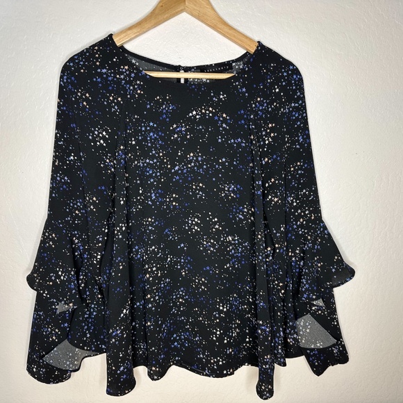 Sanctuary Blouse - Star Print with Ruffle Sleeves - Size MEDIUM M - Picture 3 of 11